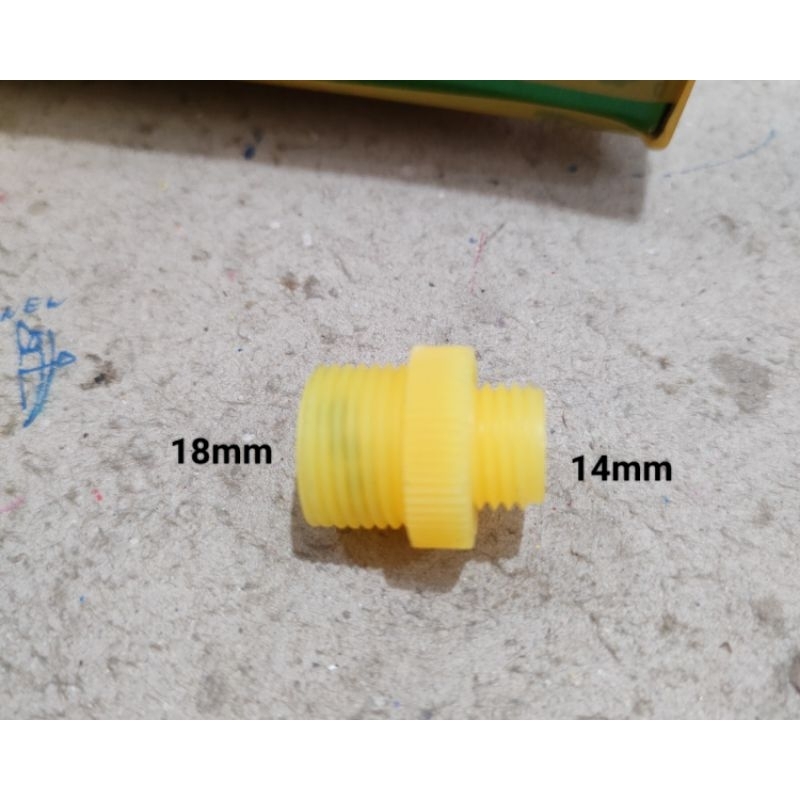 Konektor Sambungan 18mm Drat Luar ke 14mm Drat Luar