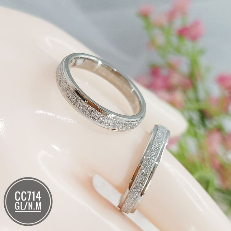 Cincin Titanium pasir Silver (4mm) CC714