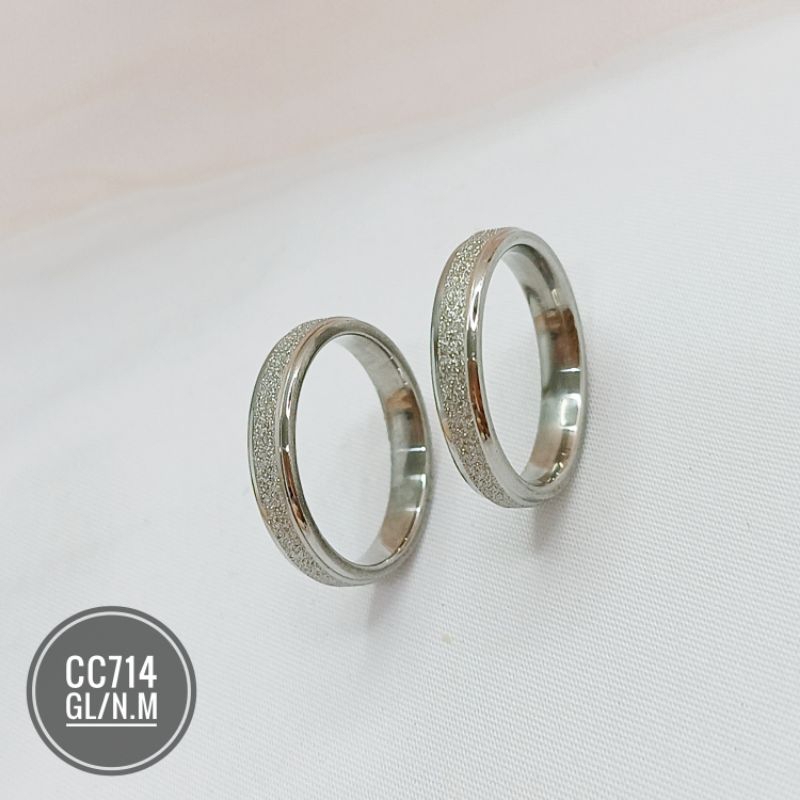 Cincin Titanium pasir Silver (4mm) CC714