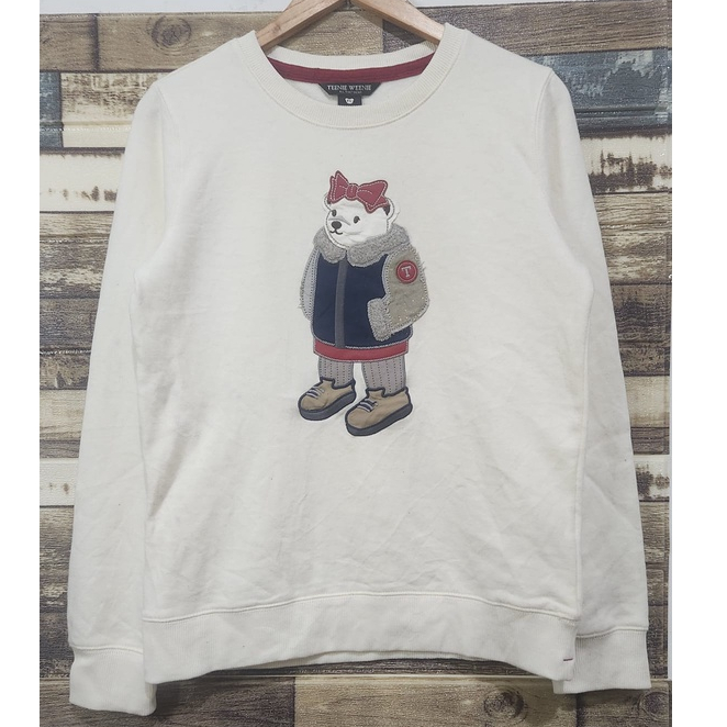 Crewneck Teenie Weenie Bear Logo Bordir Cream ( Size M )