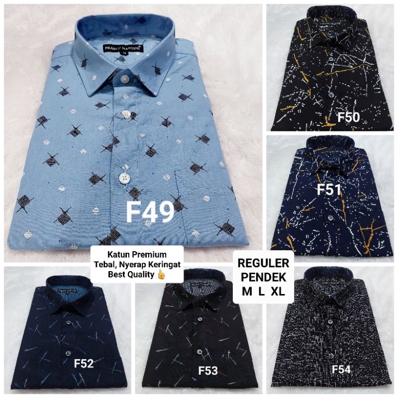 Kemeja tangan pendek katun premium - kemeja katun printing size M L XL - Kemeja merek France Martine