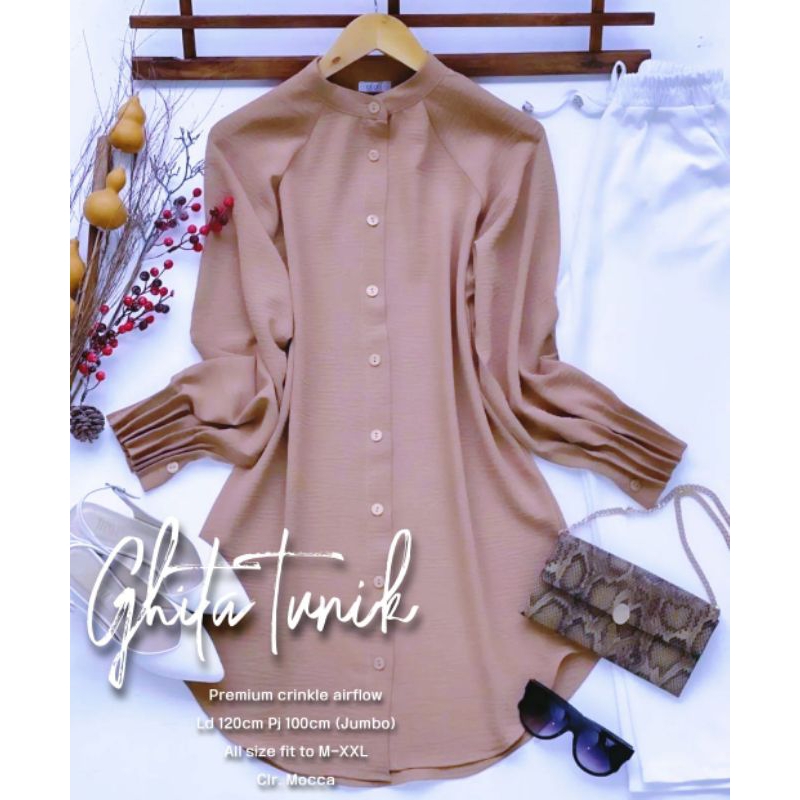 GITHA LONG TUNIK JUMBO LD 120 cm bahan cringkle airflow TERBARU