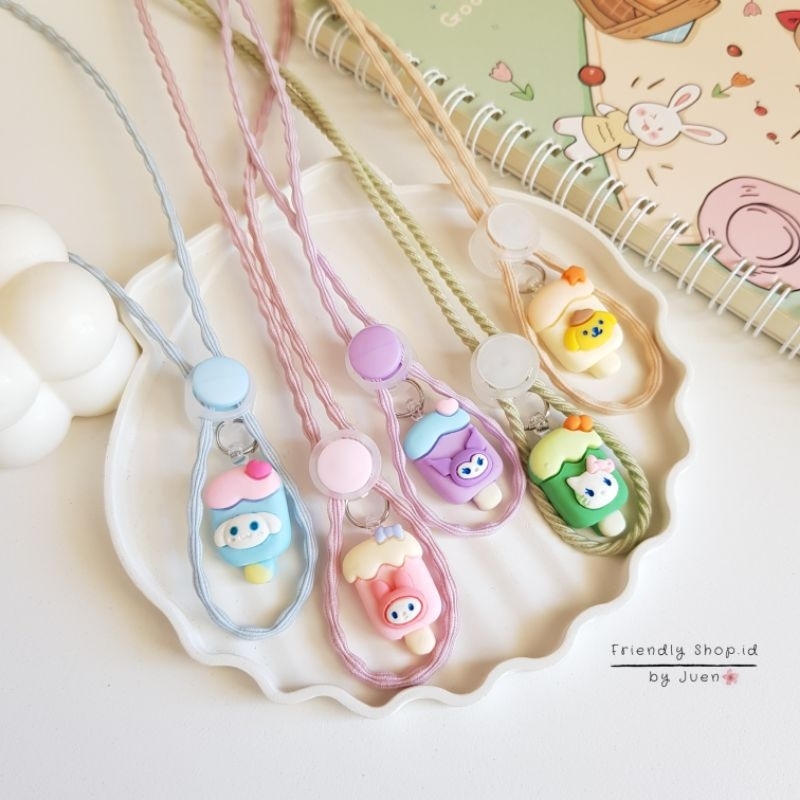 STRAP MASKER ANAK PEREMPUAN - DEWASA  2 IN 1 Cinamonnrol - Melody - Pochacco - Kuromi - Purin/ KALUNG MASKER / TALI MASKER / LANYARD MASK STOPER 2IN1