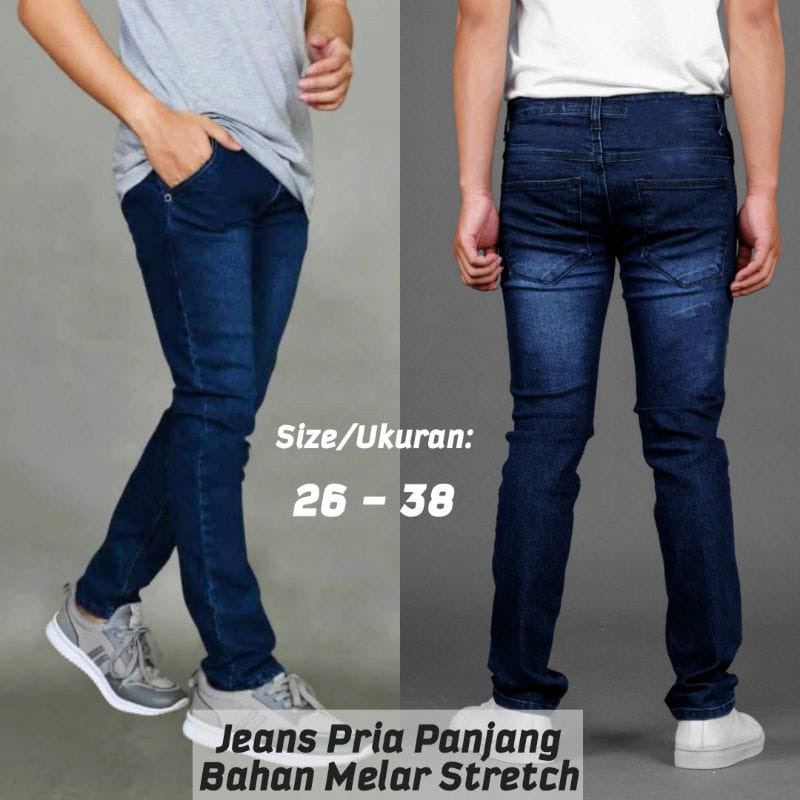 New - COD Bayar Di Tempat celana panjang pria bahan Jeans strecth ngaret model pensil