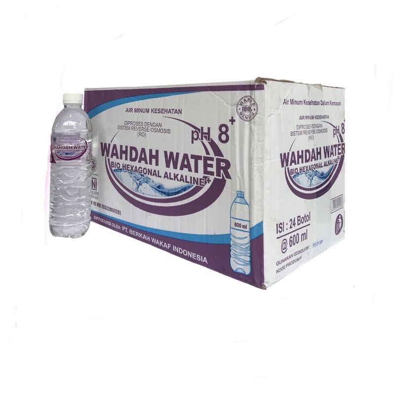 

Air Mineral Air Minum Botol Wahdah Water pH 8+ Dos Isi 24 Botol 600 Ml