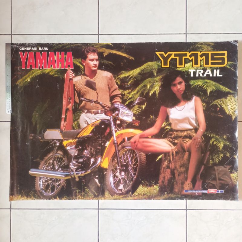 Poster brosur katalog iklan jumbo jadul lawas ex dealer Yamaha YT115 YT 115 Trail 1990 ORI Original