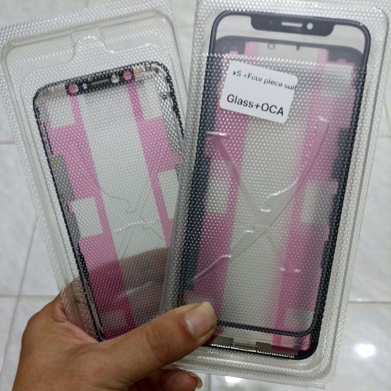 Glass kaca touchscreen Iphone XS +Frame +Lem OCA Kaca touchscreen Iphone XS +Frame LCD
