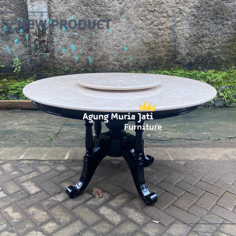 Meja Makan Marmer Asli Lazy Susan