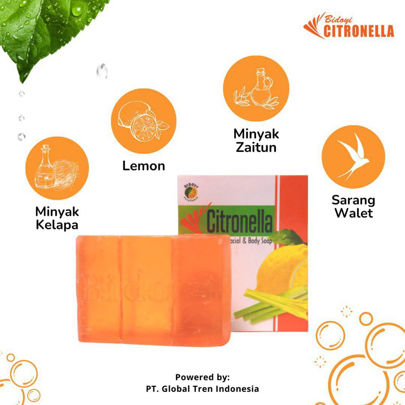 Citronella Bidoyi Sabun Kecantikan 1 Bar Utuh 80Gr 100% ORIGINAL