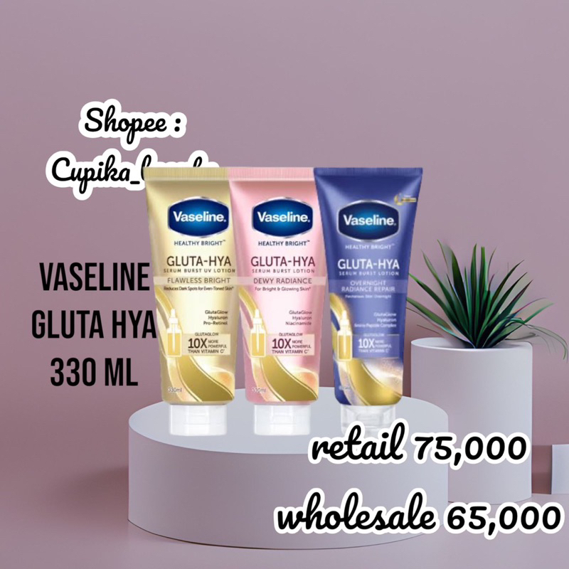 &lt;an&gt; 330 ml besar || vaseline body serum gluta hya flawless gold 330 ml || vaseline gluta hya body serum dewy radiance 330 ml || vaseline gluta hya 330 ml overnight