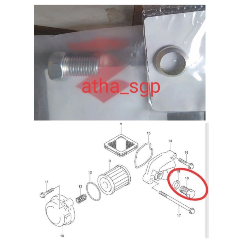 baut ring tap oli suzuki shogun 125 RR FL,SP FL NEW,AXELO,AXELO SP ori sgp