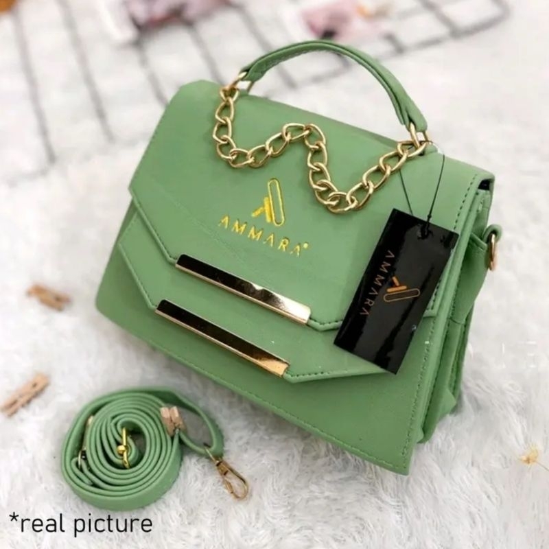 Tas Selempang Wanita Behel Dobel Full ACC//Humaira//Bahan Miniso Tebal Terbaru Kekinian