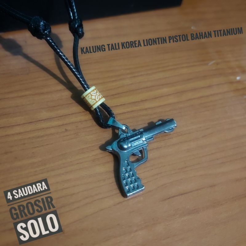 4s Grosir Solo || KALUNG TALI HITAM KOREA BANDUL PISTOL TITANIUM AKSESORIS FASHION PRIA&amp;WANITA