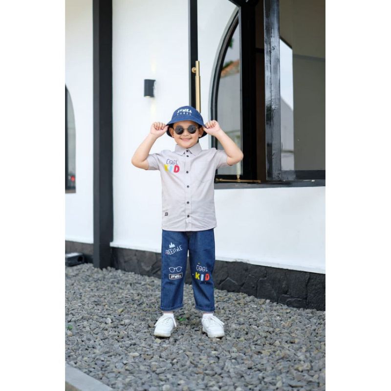 Setelan Anak Suit Denim With Buckethat Jovanka Label