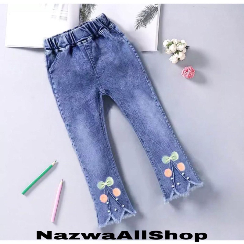 CELANA JEANS IMPORT ANAK PEREMPUAN MODEL RAWIS USIA 1-10 TAHUN / JEANS PANJANG IMPORT ANAK PEREMPUAN