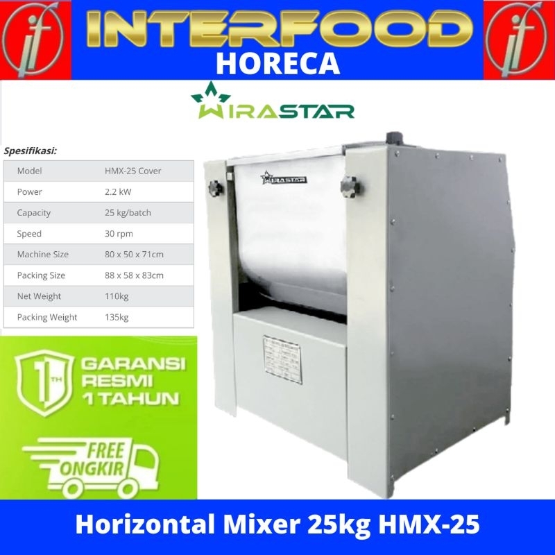 HORIZONTAL MIXER 25kg WIRASTAR HMX-25 - MESIN PENGADUK ADONAN KUE