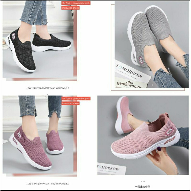 SEPATU KETS SNEAKERS TANPA TALI WANITA IMPORT