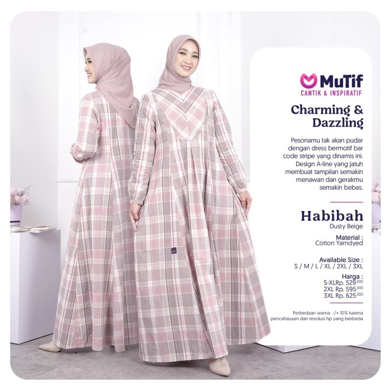 GAMIS MUTIF HABIBAH DUSTY BEIGE