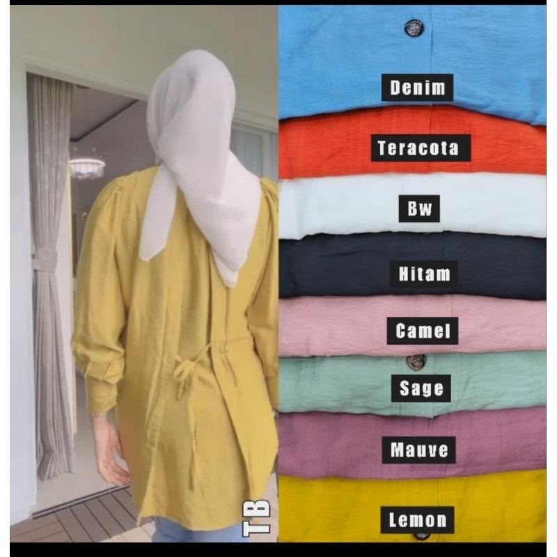 KEMEJA SYAHLA TALI BELAKANG LD 110-114 BB polo linen