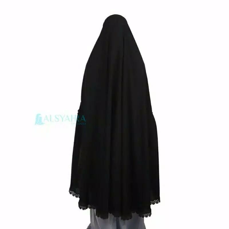Alsyahra Exclusive Set Khimar Handsplit Al shams Niqab Poni Jetblack