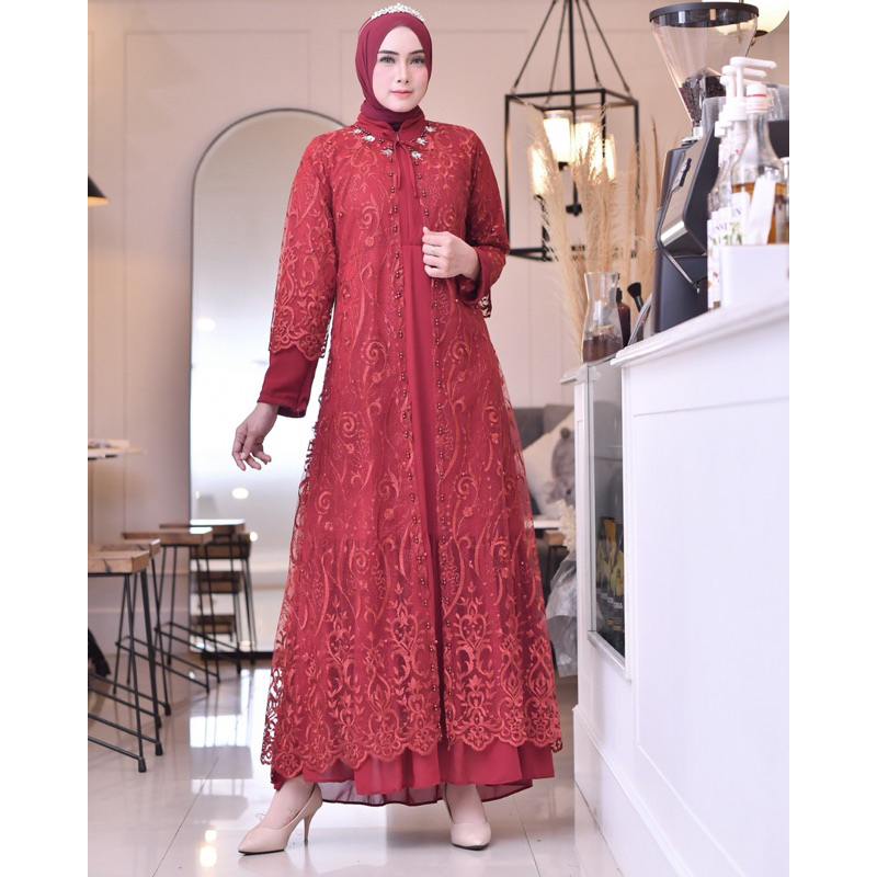 Gamis Kebaya Aruna / Kebaya Gamis Pesta / Gamis Tulle Bordir / Gamis Outer Modern / Gamis Kebaya Busui