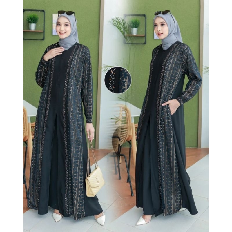 Gamis Maxi Dress Hitam semi brokat