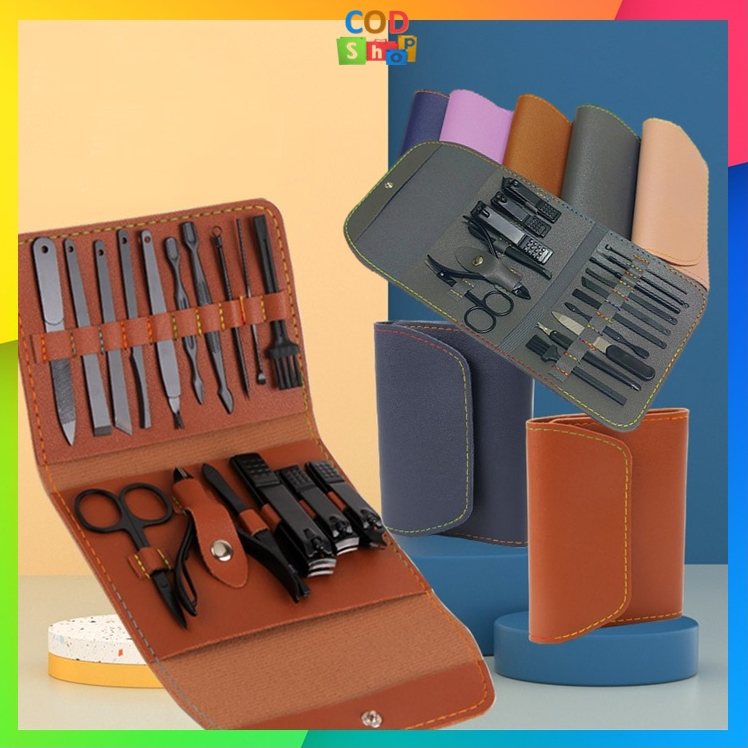 COD - 5725 Gunting Kuku Set 16 in 1 / Manicure Set / Dompet Gunting Kuku Set 16 in 1 Stainless Anti Karat / Set Perawatan Kuku