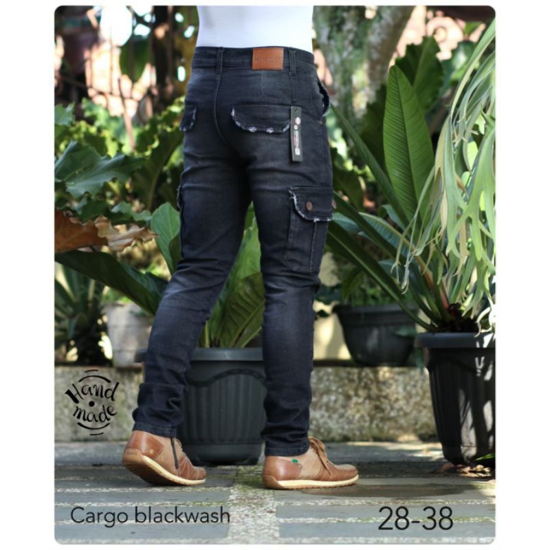 celana cargo jeans big size - celana cargo joger jeans retro - cargo joger jeans - bisa cod