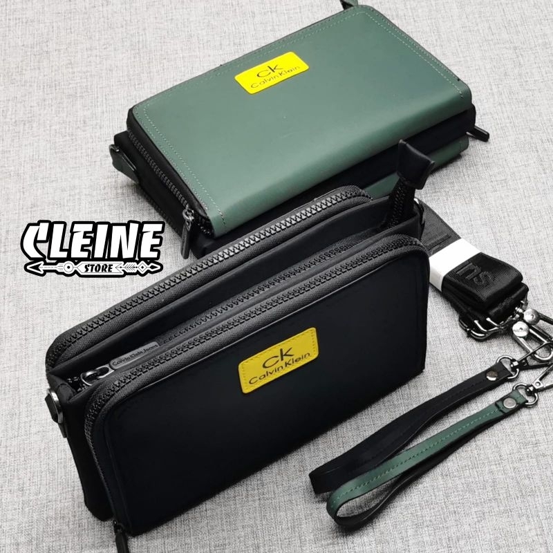 Handbag Clutch Pria Wanita Calvin Klein Black &amp; Green