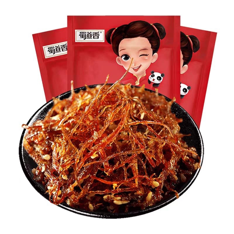 snack china halal - daging sapi iris tipis mala pedas - shu dao xiang  (灯影牛肉丝) 88 gram