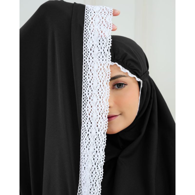 mukena katun sakeena warna hitam