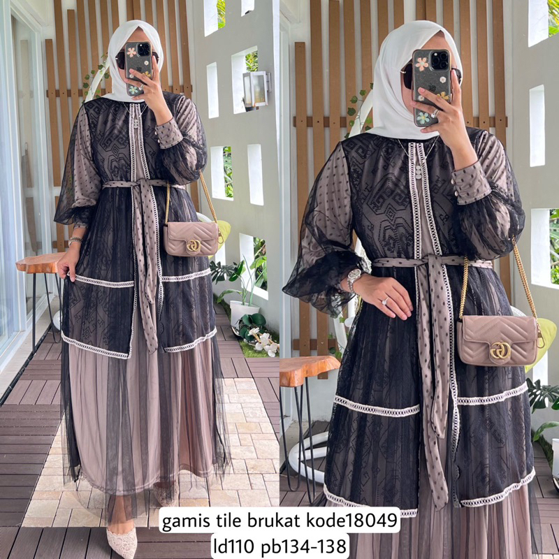 Gamis Tile Brukat kode 18049 Alvaro Terlaris | Gamis Alvaro Ori
