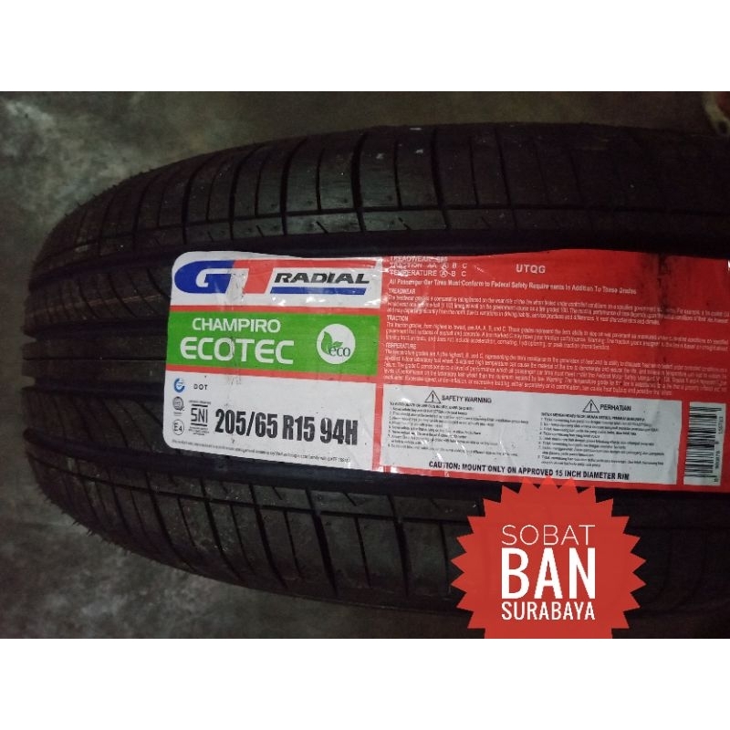 Ban mobil Gajah Tunggal GT Radial 205/65 R15 CHAMPIRO ECOTEX 205/65R15