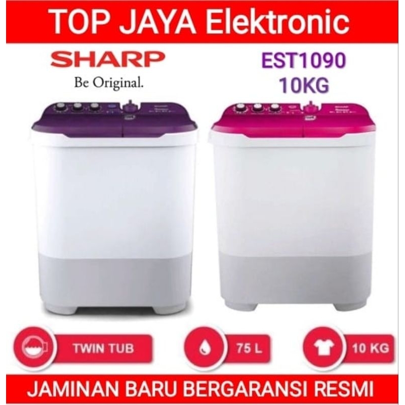 MESIN CUCI SHARP 10KG TWIN TUB EST-1090/SHARP MESIN CUCI 1O KG 2 TABUNG BERGARANSI RESMI