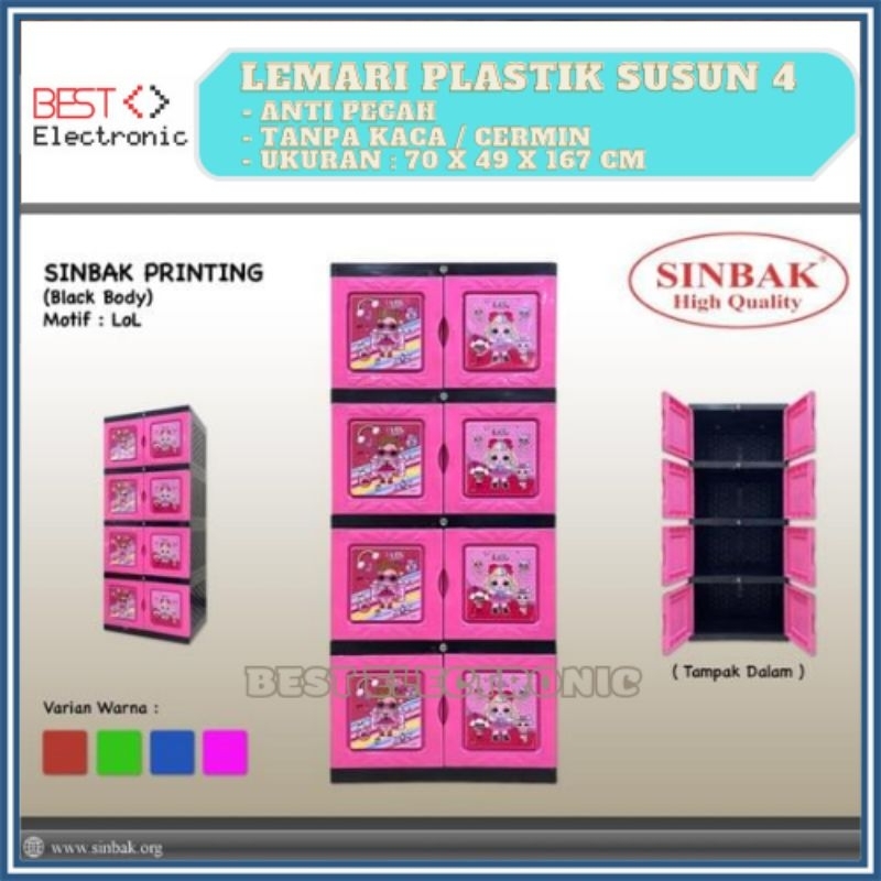 LEMARI PLASTIK SUSUN SERBAGUNA 4 SUSUN SINBAK PRINTING