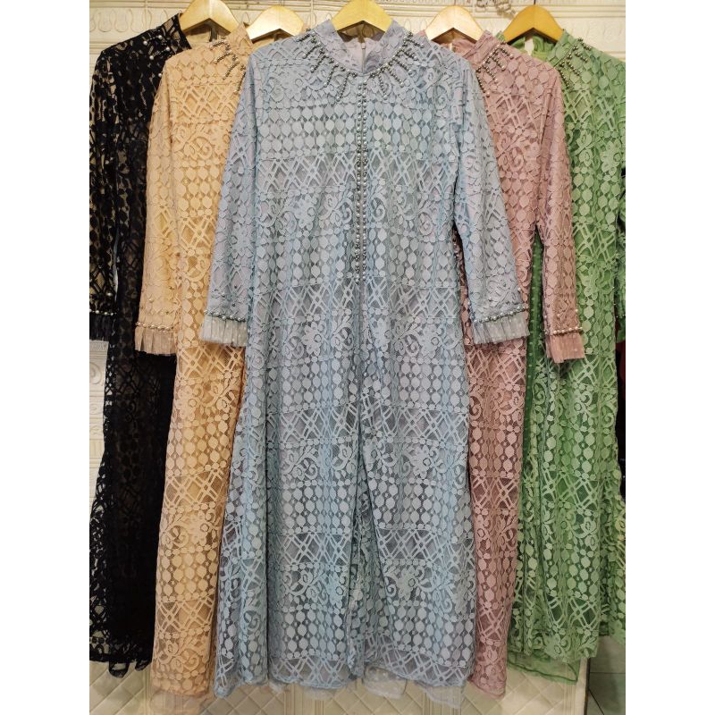 Arumi Brukat Dress Ld 120 Jumbo/Dress Brukat Sage/Dress Bridesmaid/Dress Lamaran/Dress Pesta