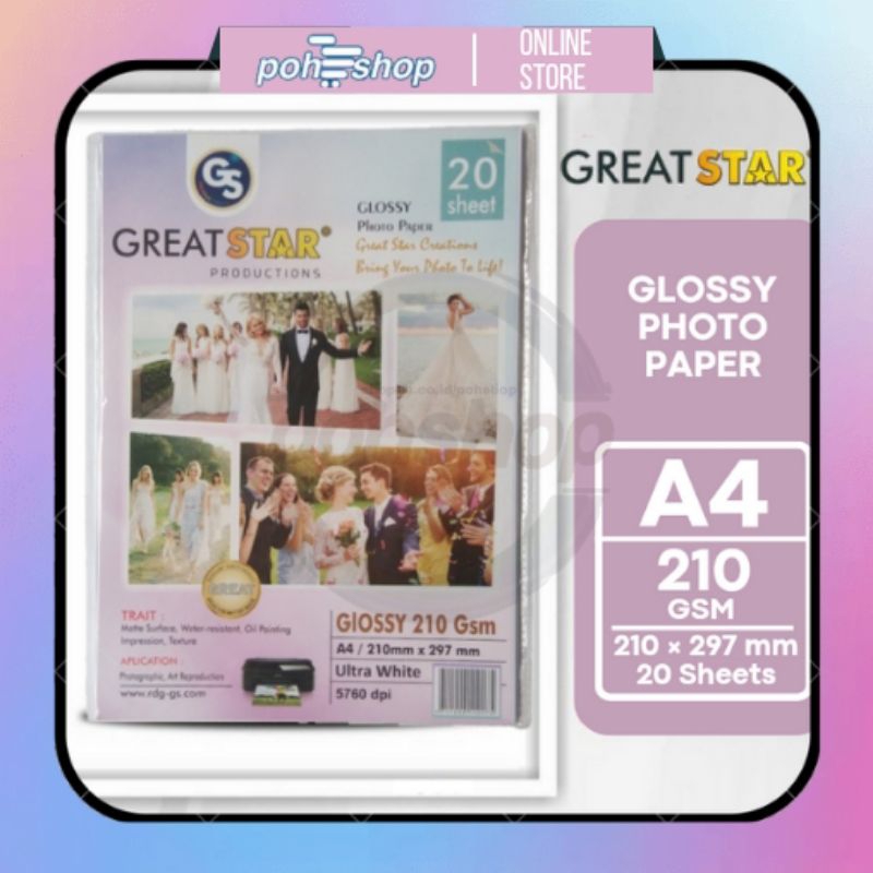 

Great Star Glossy Photo Paper A4/210gsm 20's