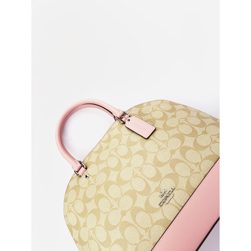 Coach Mini Sierra Satchel In Signature Light Khaki Carnation (C27584)