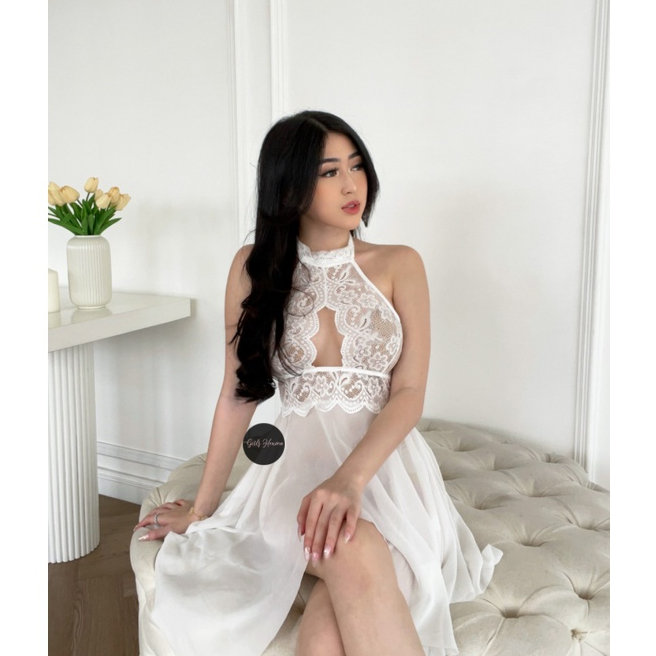 Madelaine Sexy Lingerie Helter Neck Dress [ Girlsheaven_id ]