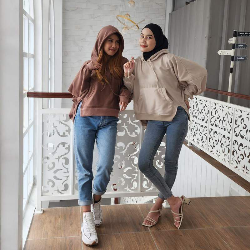 Sweater wanita BATWING JUMBO SLIT HOODIE