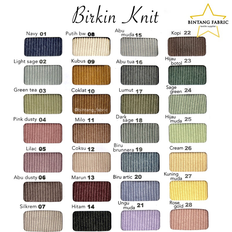 Bahan Kain Bintang Fabric Birkinn Knit 1 kg
