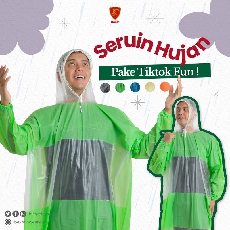 IBEX Jas Hujan Ponco Lengan TikTok Fun
