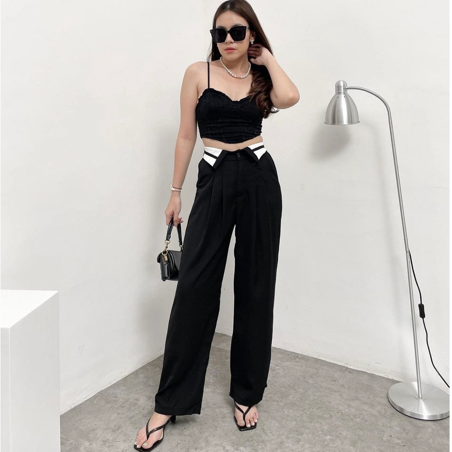 Nayra Pants Collar Pants Wide Pants Kulot Highwaist | Celana Import Bangkok HOPYLOVY