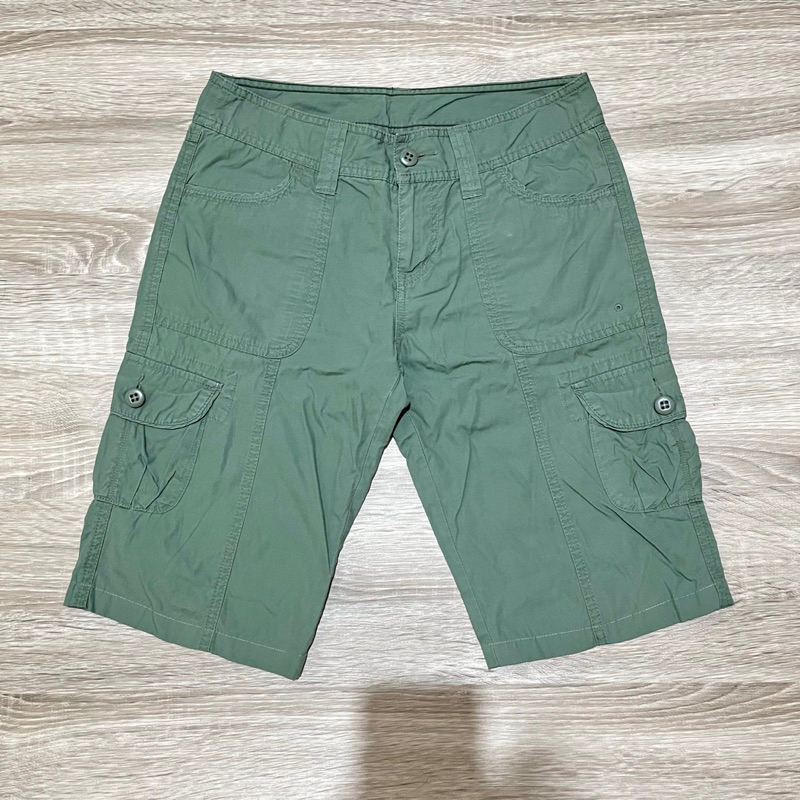 short pant cargo UNIQLO olive green, celana pendek uniqlo Sz 28, lp 76, p49, ol22