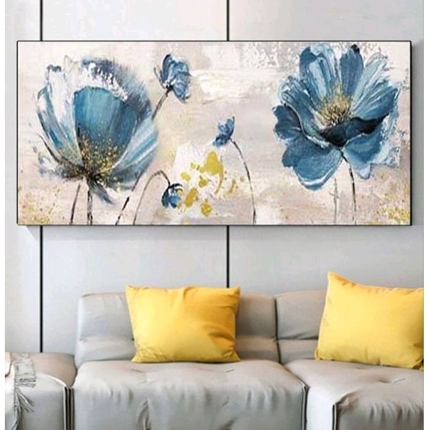 Lukisan Bunga abstrak dinding kamar tidur 150 x 80 cm plus bingkai