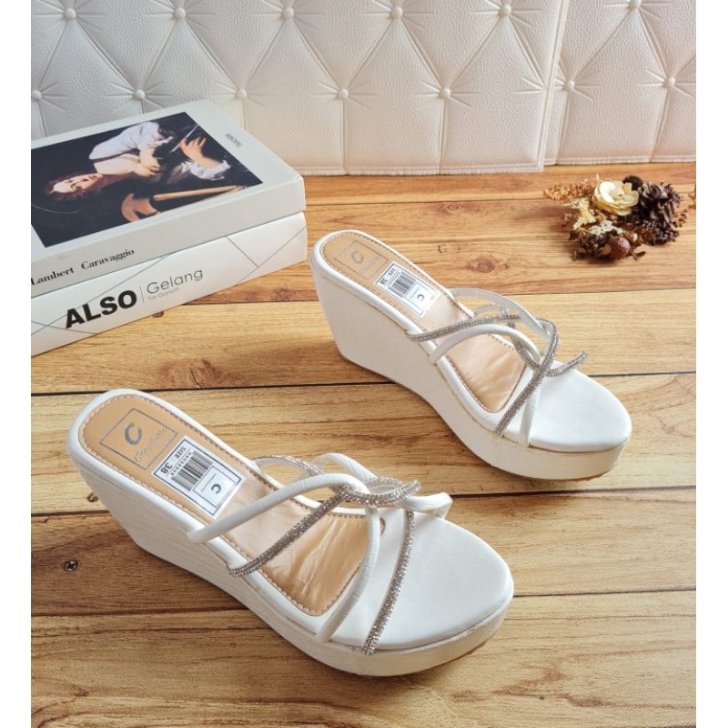 ABBUSHOES NN 37 sendal wedges wanita jeli import kerancang paperline 7cm