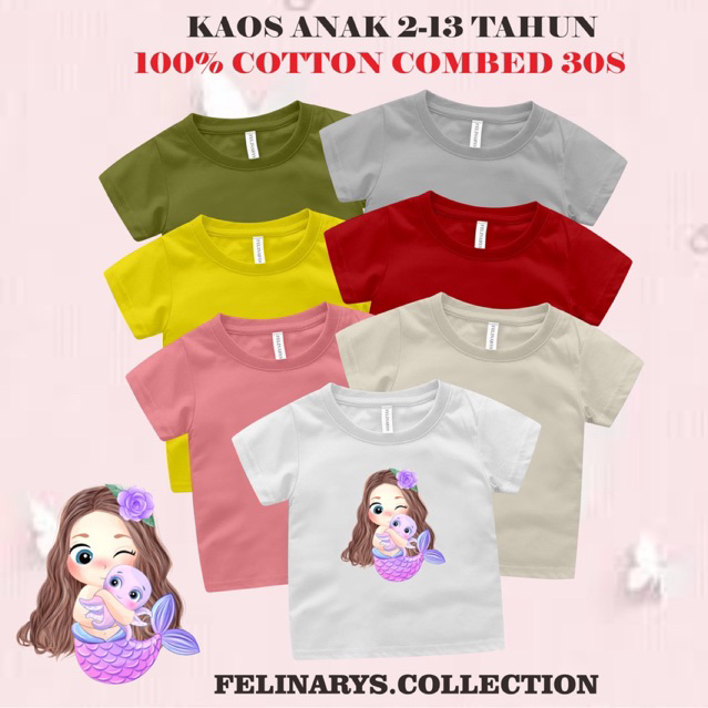 KAOS ANAK 2-13 TAHUN MERMAID/COTTON COMBED 30S