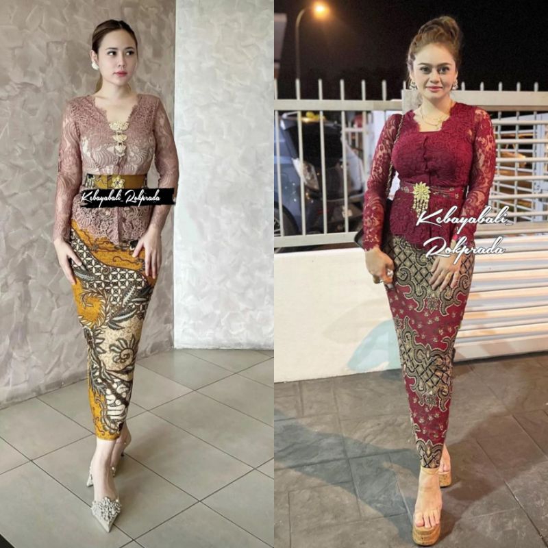 KEBAYA BALI SEMI ITALY LEHER V LENGAN PANJANG