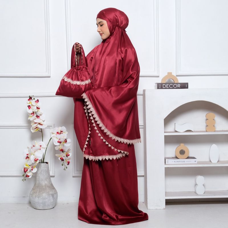 Mukena Mewah Zenaya (mukena velvet silk / semi sutra premium)
