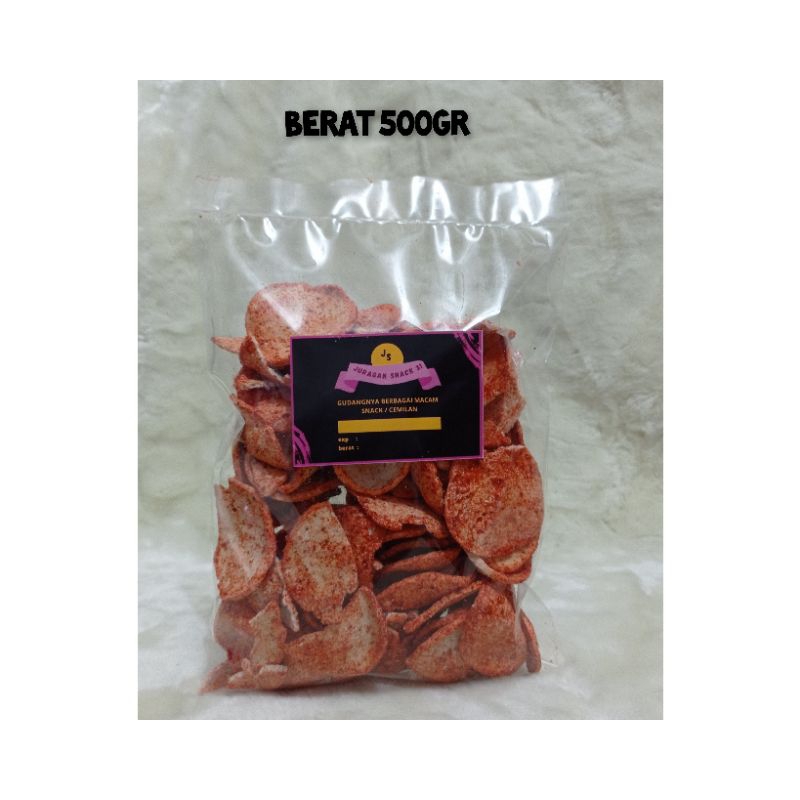 

Basreng bulat pedas sedang/500gr